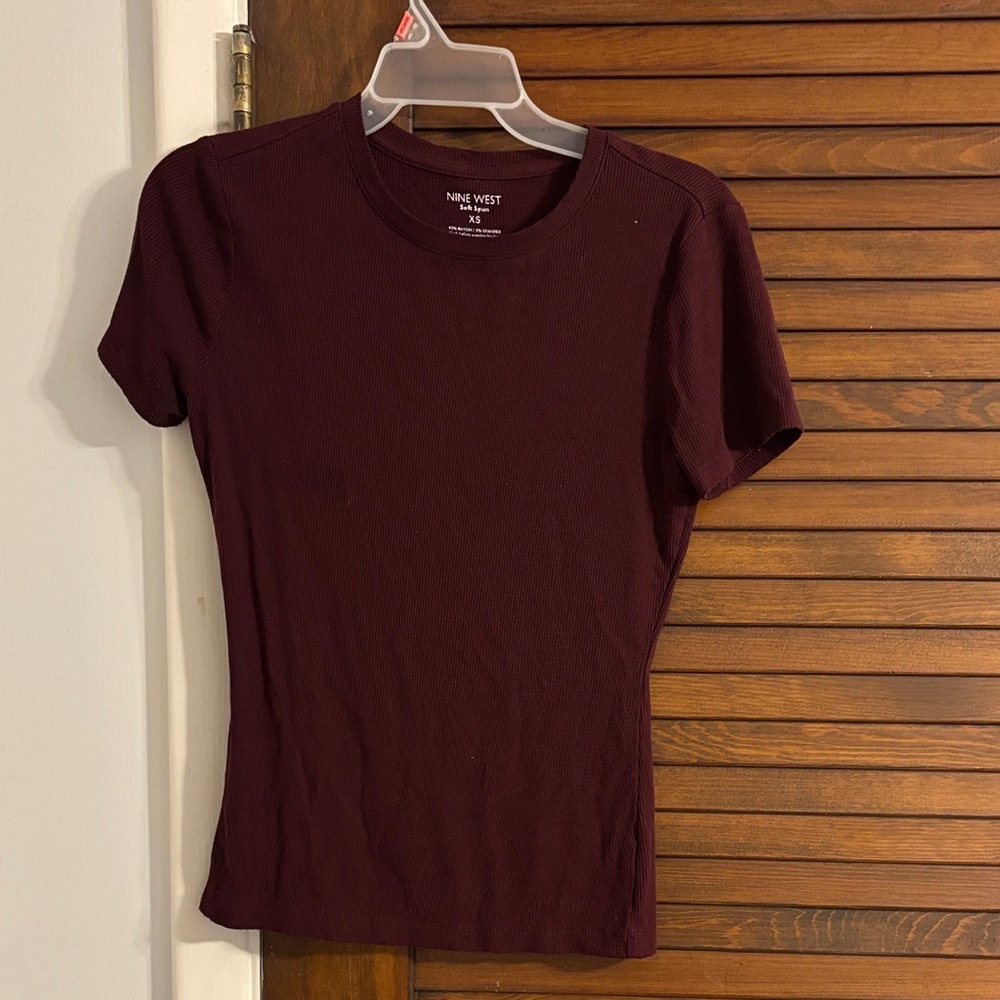 Nine West Deep Burgundy Short Sleeve Tee